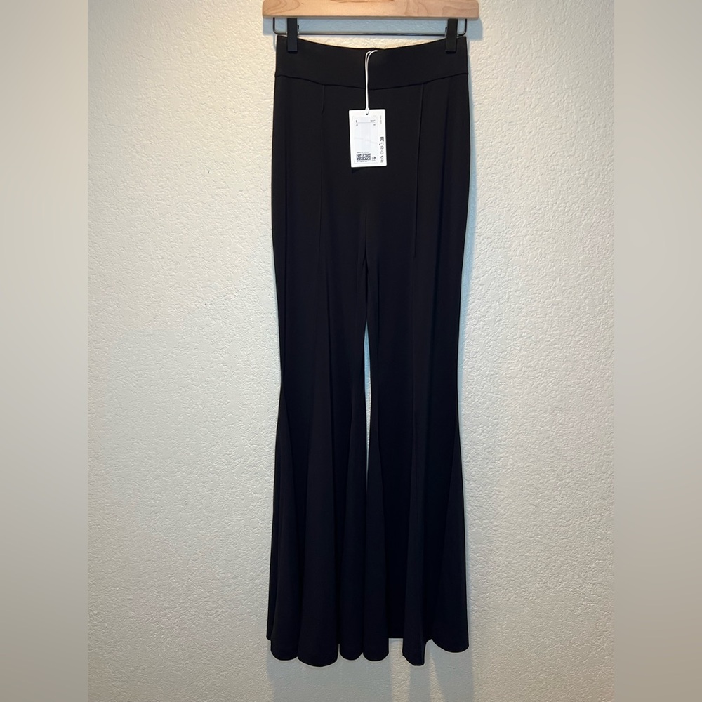 NWT COS Pintucked Black Flared Legs Black Trousers Pull On Pants Size XS - Picture 7 of 13